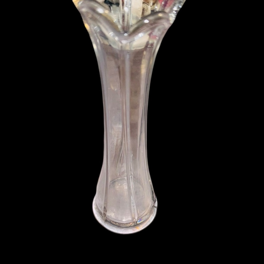 Vintage L.E. SMITH Stretch Clear Swung Ribbed Vase - Picture 5 of 10
